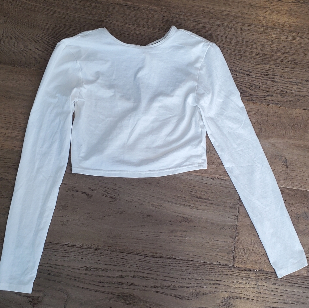 Layer top open back crop